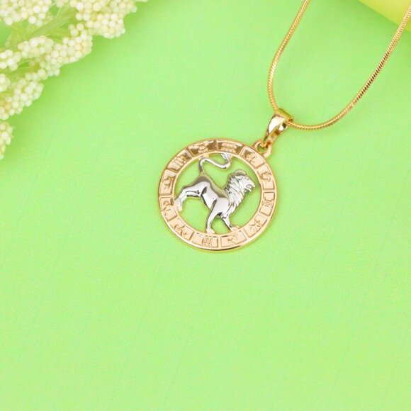 "Rose Gold Leo Zodiac Pendant with Lion Symbol and Astrological Ring, XPPT1449 - Picture 12 of 13